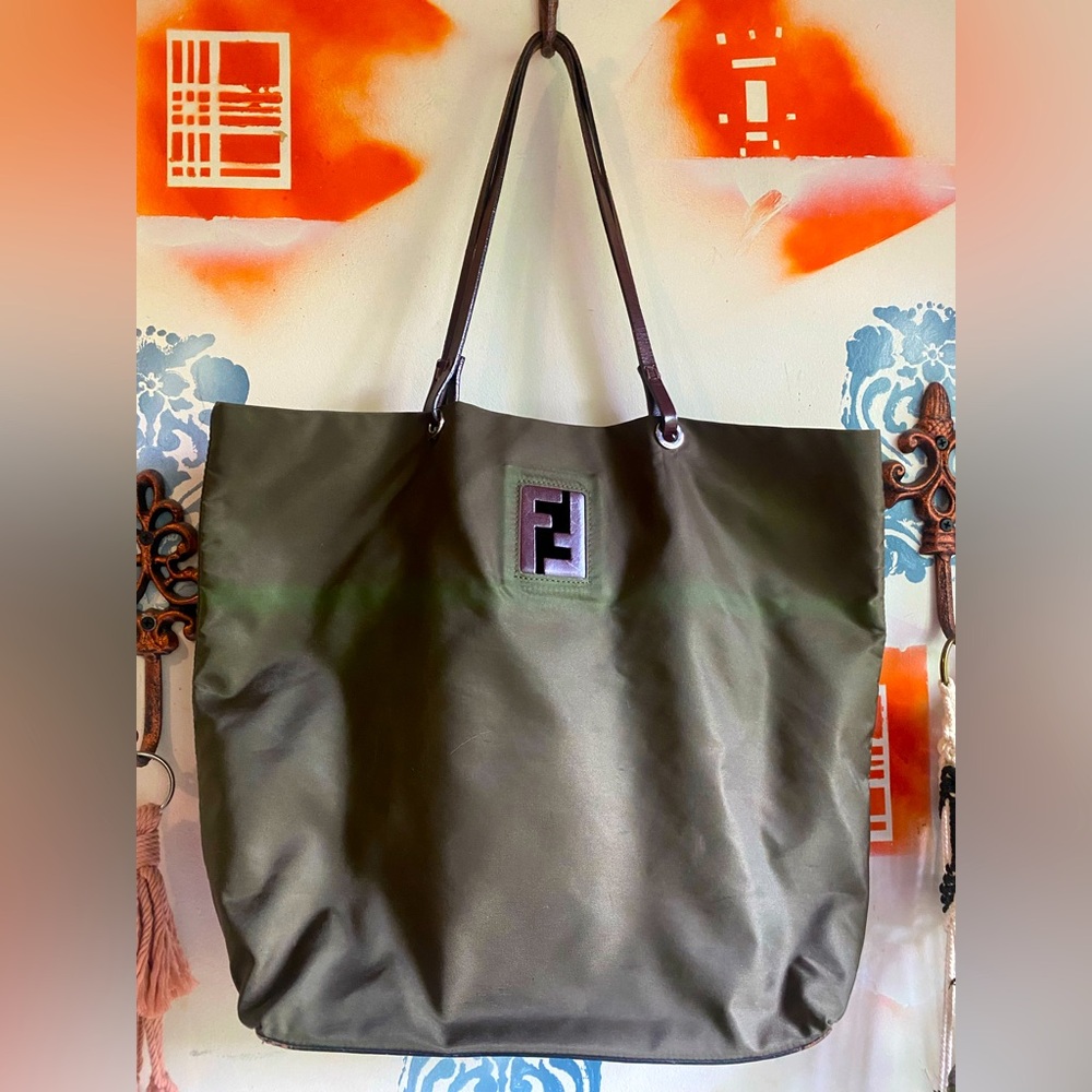 Authentic vintage Fendi Olive Green Tote Bag